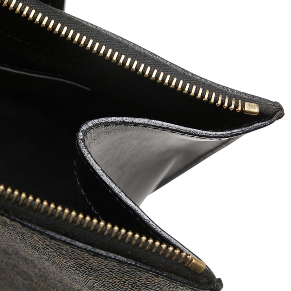 セリーヌ マカダム ハンドバッグ ブラック ブラウン PVC レザー レディース CELINE 【中古】