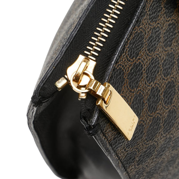 セリーヌ マカダム ハンドバッグ ブラック ブラウン PVC レザー レディース CELINE 【中古】