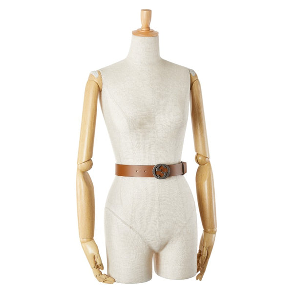 グッチ インターロッキングG ベルト サイズ：85/34 546389 ブラウン レザー メンズ GUCCI 【中古】