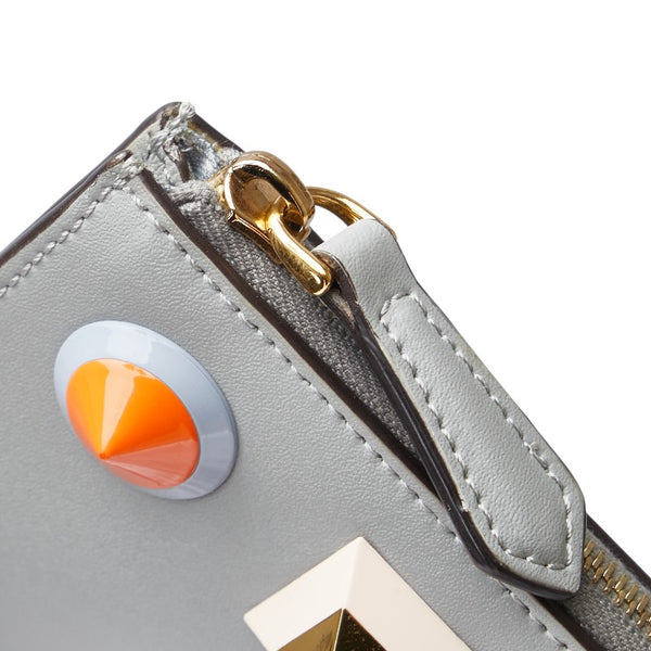 フェンディ マルチスタッズ  コインケース キーケース 8AP151 グレー レザー レディース FENDI 【中古】