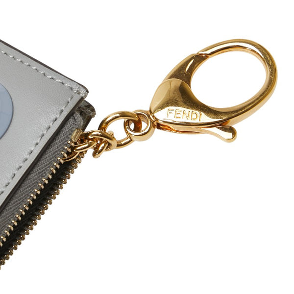 フェンディ マルチスタッズ  コインケース キーケース 8AP151 グレー レザー レディース FENDI 【中古】