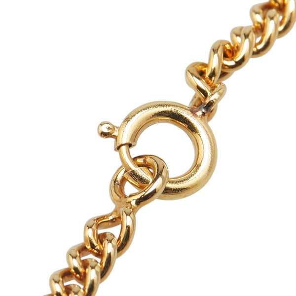 セリーヌ 馬車 プレート ハート ラインストーン パール ネックレス ゴールド メッキ レディース CELINE 【中古】