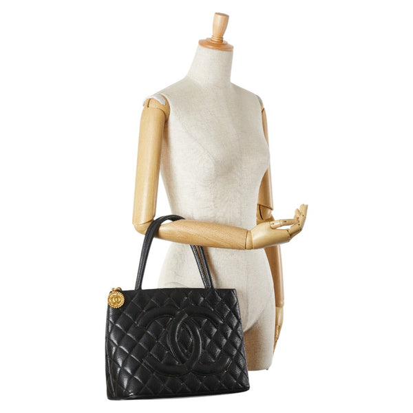 シャネル 復刻トート ココマーク トートバッグ ブラック キャビアスキン レディース CHANEL 【中古】