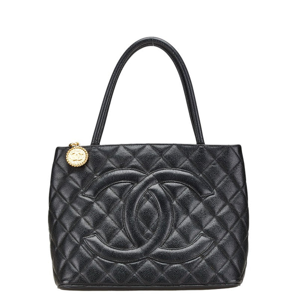 シャネル 復刻トート ココマーク トートバッグ ブラック キャビアスキン レディース CHANEL 【中古】