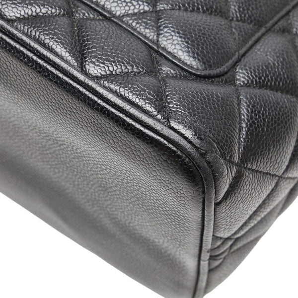 シャネル 復刻トート ココマーク トートバッグ ブラック キャビアスキン レディース CHANEL 【中古】