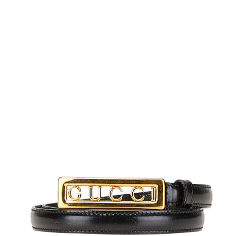 グッチ ロゴ バックル ベルト サイズ：70/28 037 194 0939 0 ブラック レザー レディース GUCCI 【中古】
