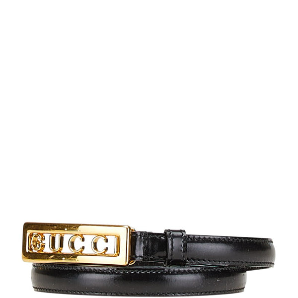 グッチ ロゴ バックル ベルト サイズ：70/28 037 194 0939 0 ブラック レザー レディース GUCCI 【中古】