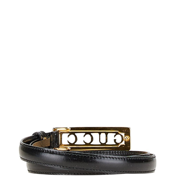 グッチ ロゴ バックル ベルト サイズ：70/28 037 194 0939 0 ブラック レザー レディース GUCCI 【中古】
