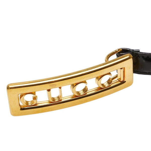 グッチ ロゴ バックル ベルト サイズ：70/28 037 194 0939 0 ブラック レザー レディース GUCCI 【中古】