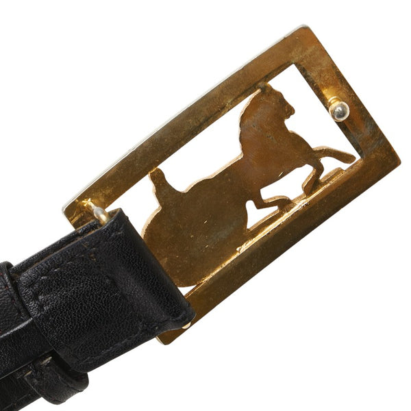 セリーヌ 馬車金具 ベルト サイズ：65 ブラック レザー レディース CELINE 【中古】