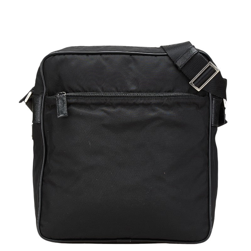 プラダ 三角ロゴプレート 斜め掛け ショルダーバッグ V161 ブラック ナイロン レディース PRADA 【中古】