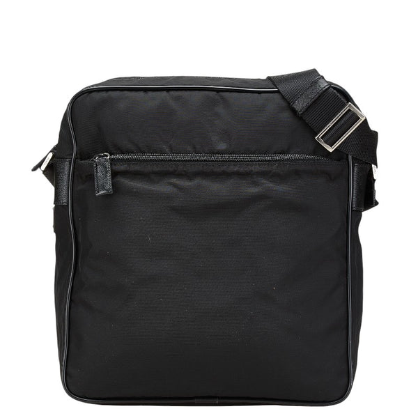 プラダ 三角ロゴプレート 斜め掛け ショルダーバッグ V161 ブラック ナイロン レディース PRADA 【中古】
