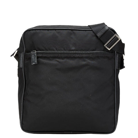 プラダ 三角ロゴプレート 斜め掛け ショルダーバッグ V161 ブラック ナイロン レディース PRADA 【中古】