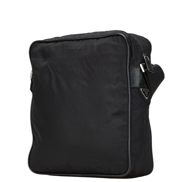 プラダ 三角ロゴプレート 斜め掛け ショルダーバッグ V161 ブラック ナイロン レディース PRADA 【中古】