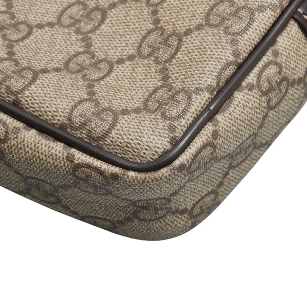 グッチ GGスプリーム 斜め掛け ショルダーバッグ 201447 ベージュ ブラウン PVC レザー レディース GUCCI 【中古】