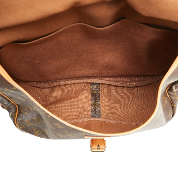 ルイ ヴィトン モノグラム ソミュール35 斜め掛け ショルダーバッグ M42254 ブラウン PVC レザー レディース LOUIS VUITTON 【中古】