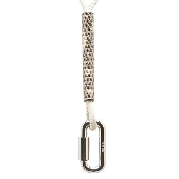 エルメス キュリオジテ ネックレス ホワイト ブラウン シルバー ヴォースイフト リザード レディース HERMES 【中古】
