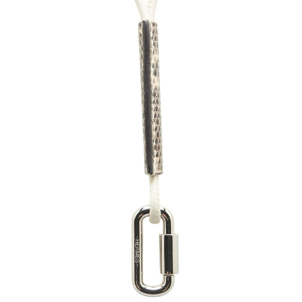 エルメス キュリオジテ ネックレス ホワイト ブラウン シルバー ヴォースイフト リザード レディース HERMES 【中古】