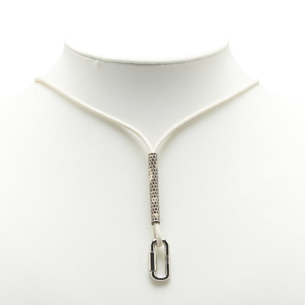 エルメス キュリオジテ ネックレス ホワイト ブラウン シルバー ヴォースイフト リザード レディース HERMES 【中古】