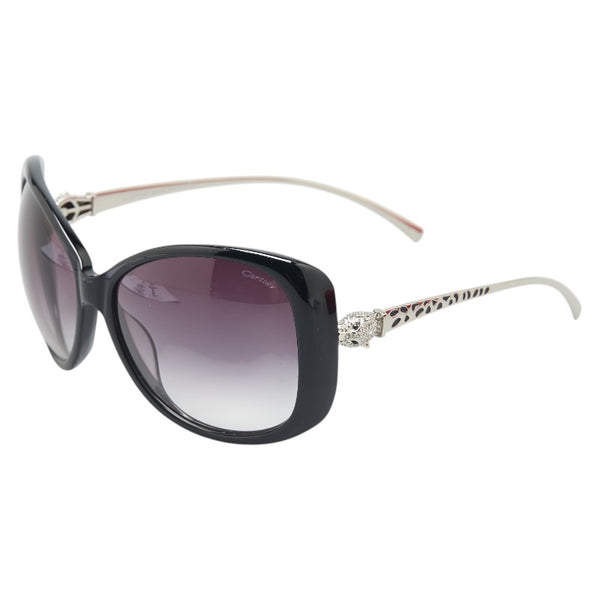 カルティエ パンテール サングラス ブラック シルバー プラスチック メタル レディース CARTIER 【中古】