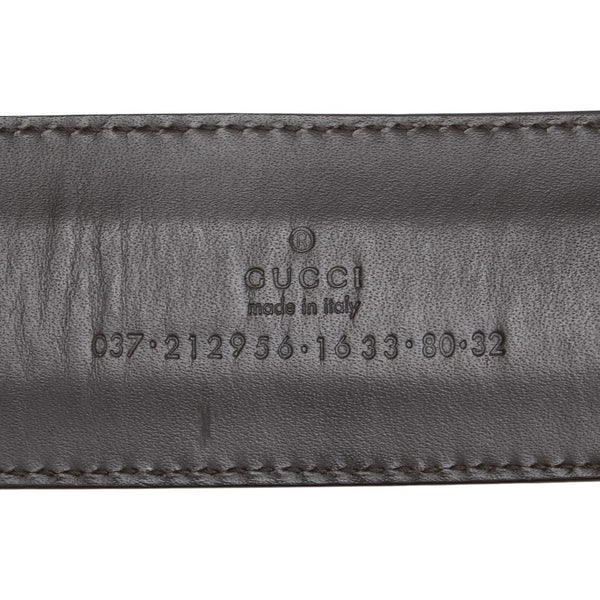 グッチ ダブルG ベルト サイズ：80・32 212956 ブラウン ベージュ レザー ナイロン メンズ GUCCI 【中古】