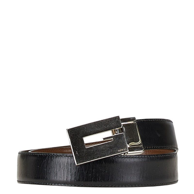グッチ Gバックル リバーシブル ベルト ブラック ブラウン レザー メンズ GUCCI 【中古】