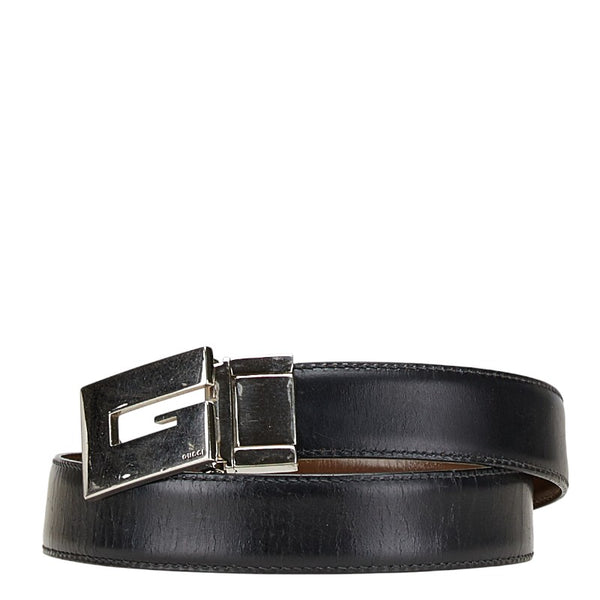 グッチ Gバックル リバーシブル ベルト ブラック ブラウン レザー メンズ GUCCI 【中古】