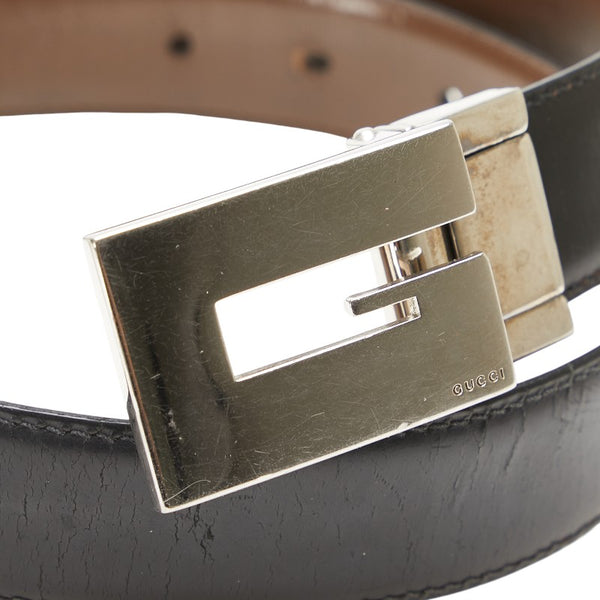 グッチ Gバックル リバーシブル ベルト ブラック ブラウン レザー メンズ GUCCI 【中古】