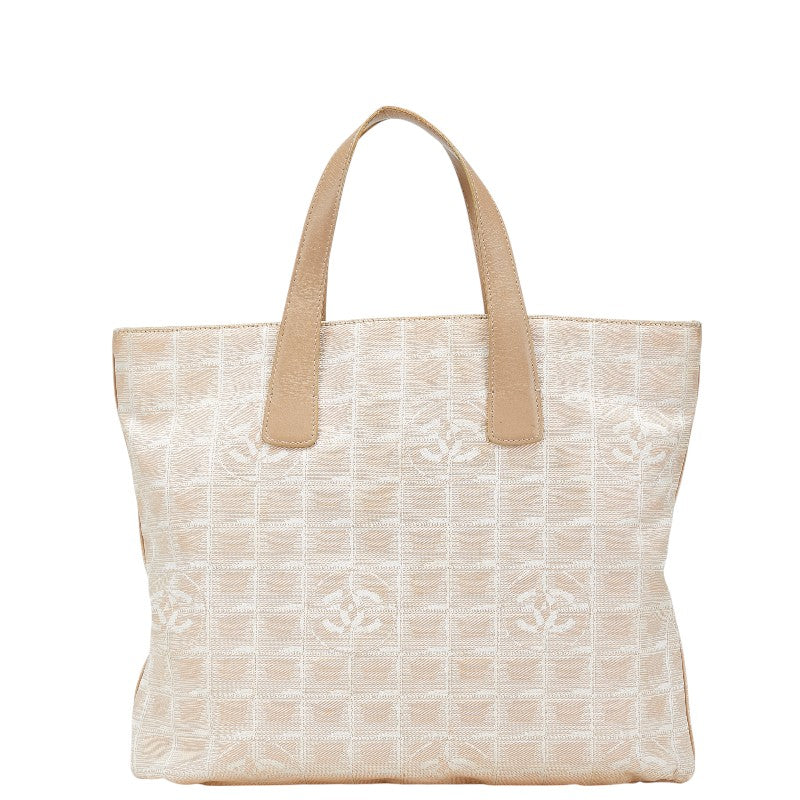 シャネル ニュートラベルライン トートMM トートバッグ ハンドバッグ ベージュ ナイロン レザー レディース CHANEL 【中古】