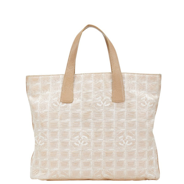 シャネル ニュートラベルライン トートMM トートバッグ ハンドバッグ ベージュ ナイロン レザー レディース CHANEL 【中古】