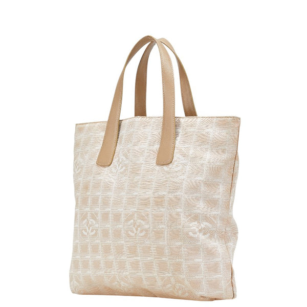 シャネル ニュートラベルライン トートMM トートバッグ ハンドバッグ ベージュ ナイロン レザー レディース CHANEL 【中古】