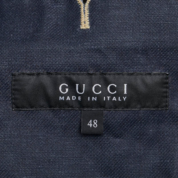 グッチ テーラードジャケット デニムジャケット サイズ：48 インディゴブルー コットン リネン メンズ GUCCI 【中古】