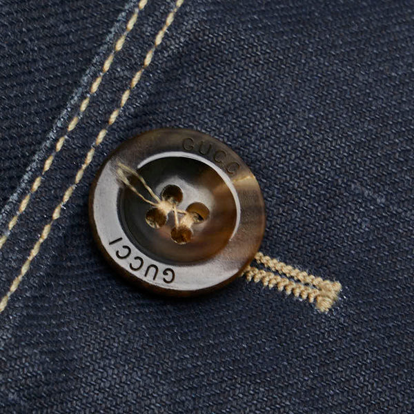 グッチ テーラードジャケット デニムジャケット サイズ：48 インディゴブルー コットン リネン メンズ GUCCI 【中古】