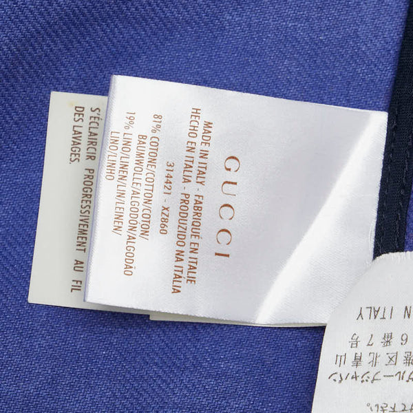 グッチ テーラードジャケット デニムジャケット サイズ：48 インディゴブルー コットン リネン メンズ GUCCI 【中古】