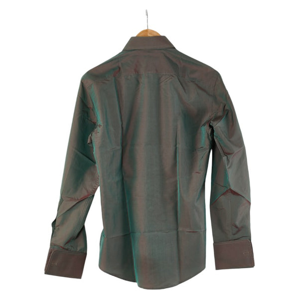 グッチ ダブルカフス 長袖シャツ サイズ：38/15 玉虫色 グリーン ブラウン シルク ナイロン メンズ GUCCI 【中古】