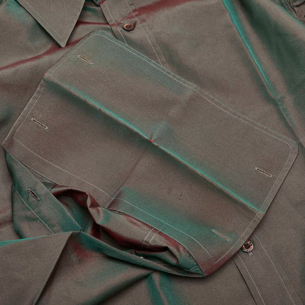 グッチ ダブルカフス 長袖シャツ サイズ：38/15 玉虫色 グリーン ブラウン シルク ナイロン メンズ GUCCI 【中古】