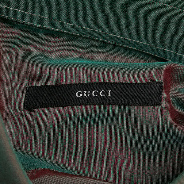グッチ ダブルカフス 長袖シャツ サイズ：38/15 玉虫色 グリーン ブラウン シルク ナイロン メンズ GUCCI 【中古】