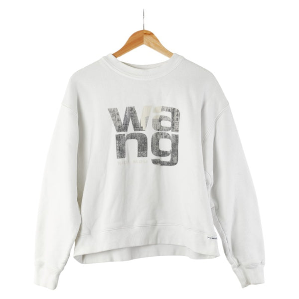 アレキサンダーワン ロゴ スウェット トレーナー サイズ：S ホワイト グレー コットン レディース Alexander Wang 【中古】