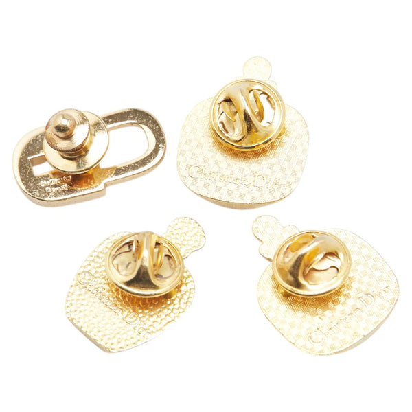 クリスチャンディオール 南京錠 ラインストーン 香水瓶 モチーフ バッチ ピンブローチ 4点セット ゴールド メッキ レディース Christian Dior 【中古】