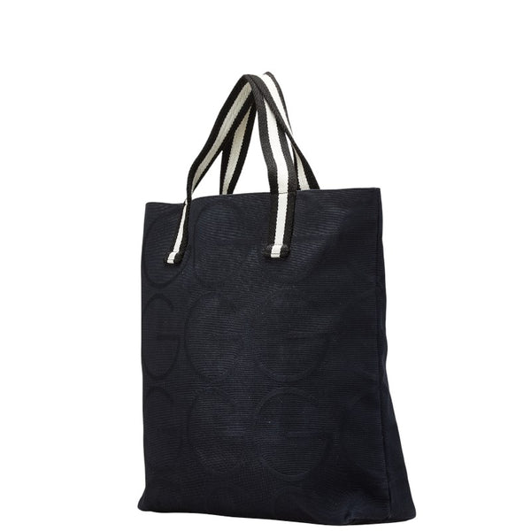 グッチ Gロゴ トートバッグ 123439 ブラック ホワイト キャンバス レディース GUCCI 【中古】