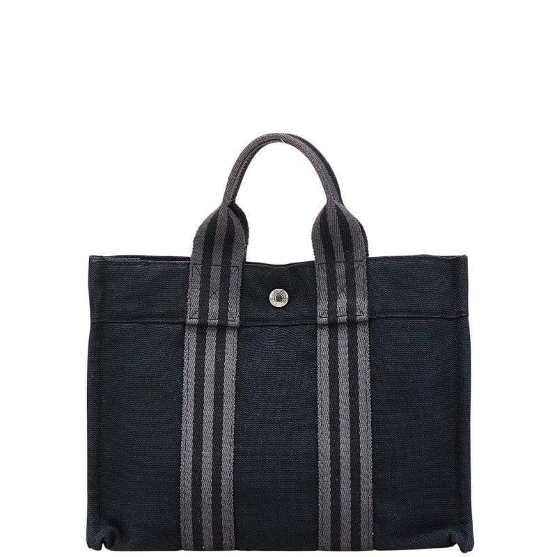 エルメス フールトゥPM トートバッグ ハンドバッグ ブラック キャンバス レディース HERMES 【中古】