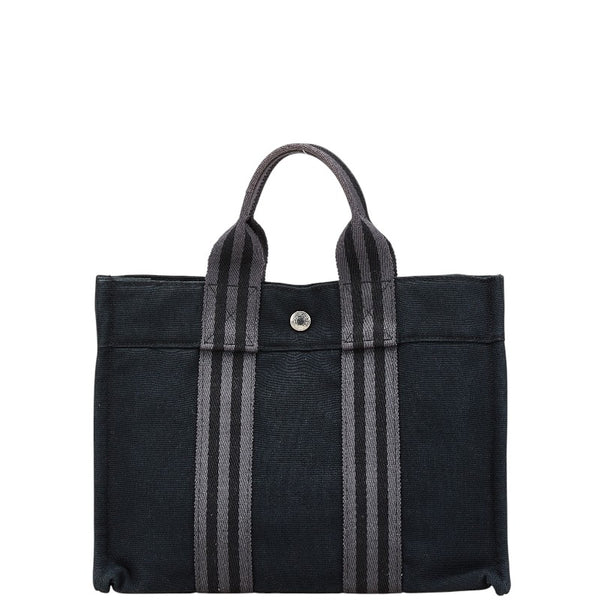 エルメス フールトゥPM トートバッグ ハンドバッグ ブラック キャンバス レディース HERMES 【中古】