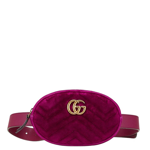 グッチ GGマーモント キルティング ボディバッグ ウエストバッグ 476434 パープル ベロア レディース GUCCI 【中古】