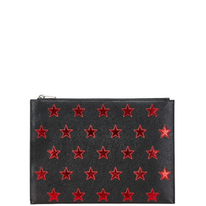 サンローラン スター 星 クラッチバッグ 397295 ブラック レッド レザー レディース SAINT LAURENT 【中古】