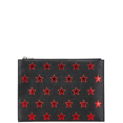 サンローラン スター 星 クラッチバッグ 397295 ブラック レッド レザー レディース SAINT LAURENT 【中古】