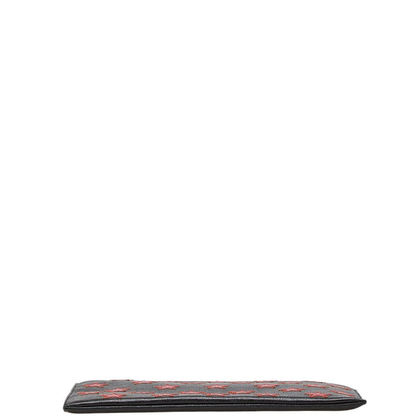 サンローラン スター 星 クラッチバッグ 397295 ブラック レッド レザー レディース SAINT LAURENT 【中古】