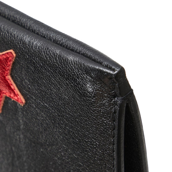 サンローラン スター 星 クラッチバッグ 397295 ブラック レッド レザー レディース SAINT LAURENT 【中古】