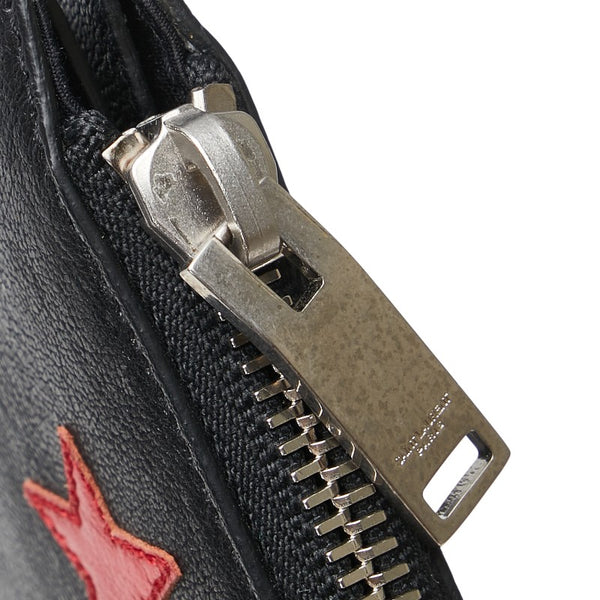 サンローラン スター 星 クラッチバッグ 397295 ブラック レッド レザー レディース SAINT LAURENT 【中古】