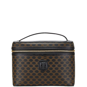セリーヌ マカダム バニティバッグ ブラック ブラウン PVC レザー レディース CELINE 【中古】
