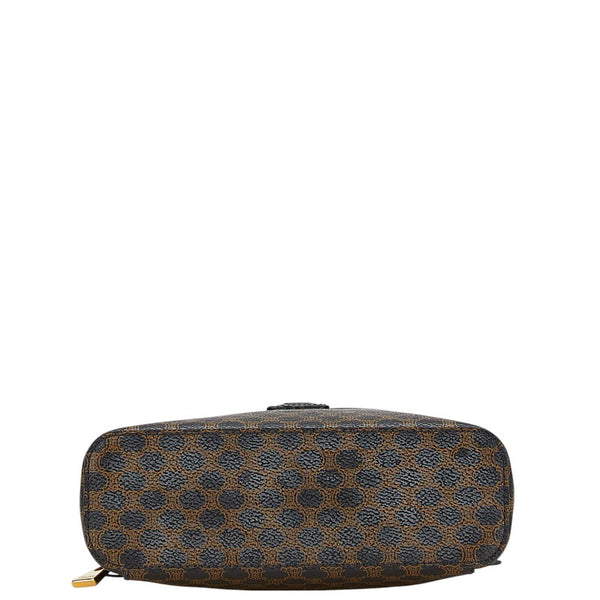セリーヌ マカダム バニティバッグ ブラック ブラウン PVC レザー レディース CELINE 【中古】